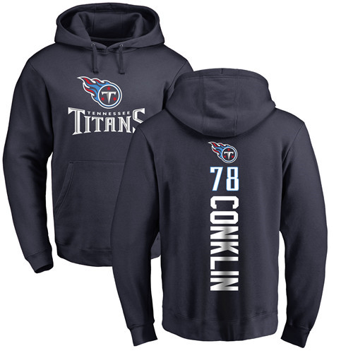Tennessee Titans Men Navy Blue Jack Conklin Backer NFL Football 78 Pullover Hoodie Sweatshirts